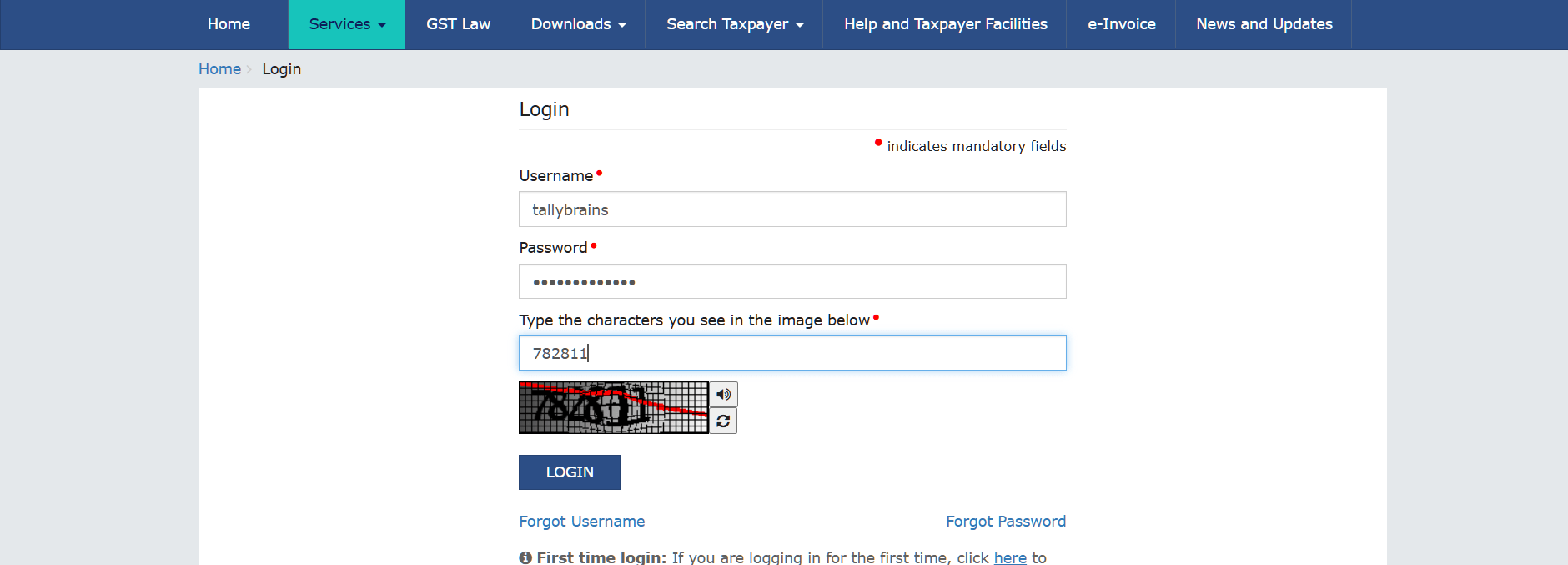 GST Login Dashboard